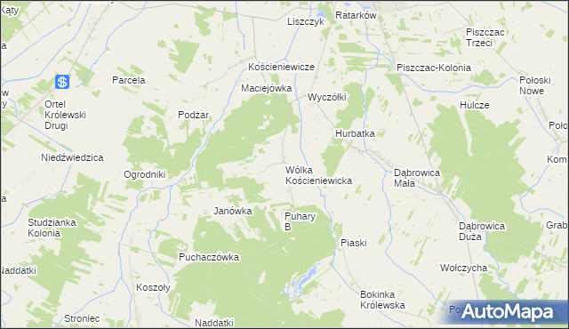 mapa Wólka Kościeniewicka, Wólka Kościeniewicka na mapie Targeo
