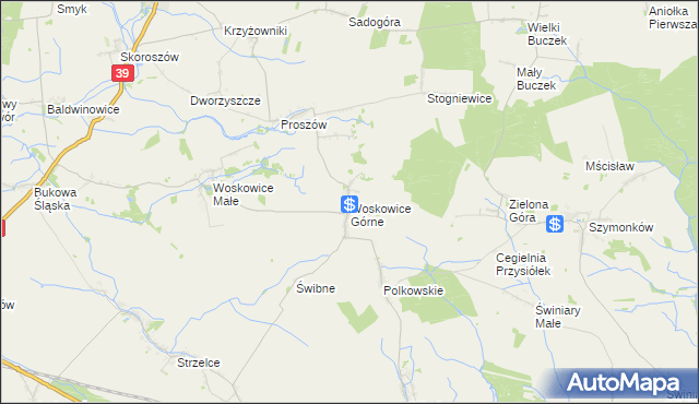 mapa Woskowice Górne, Woskowice Górne na mapie Targeo