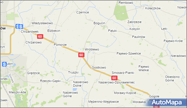 mapa Wróblewko, Wróblewko na mapie Targeo
