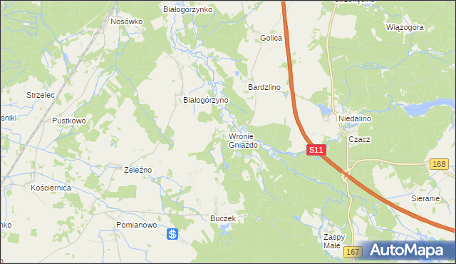 mapa Wronie Gniazdo, Wronie Gniazdo na mapie Targeo