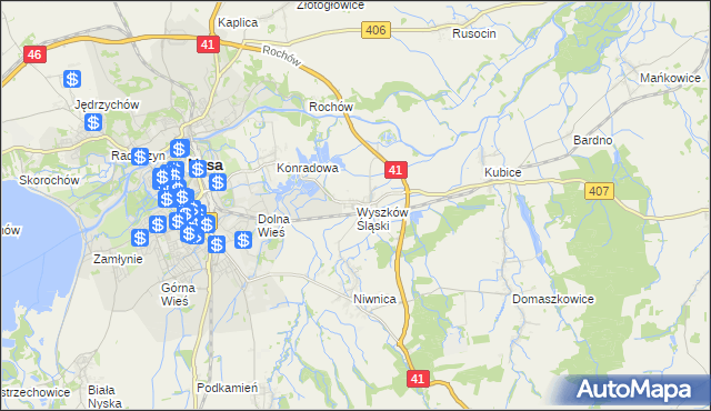 mapa Wyszków Śląski, Wyszków Śląski na mapie Targeo