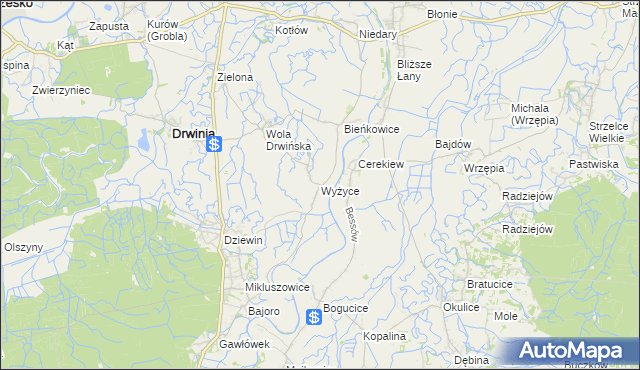 mapa Wyżyce, Wyżyce na mapie Targeo
