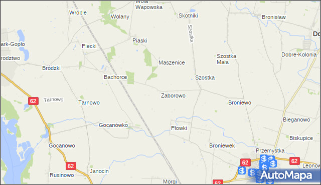 mapa Zaborowo gmina Kruszwica, Zaborowo gmina Kruszwica na mapie Targeo