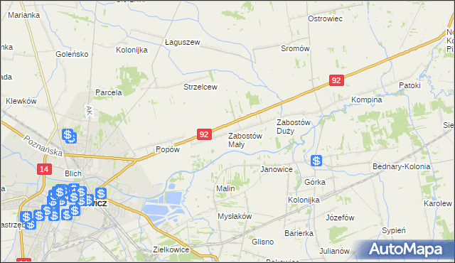 mapa Zabostów Mały, Zabostów Mały na mapie Targeo