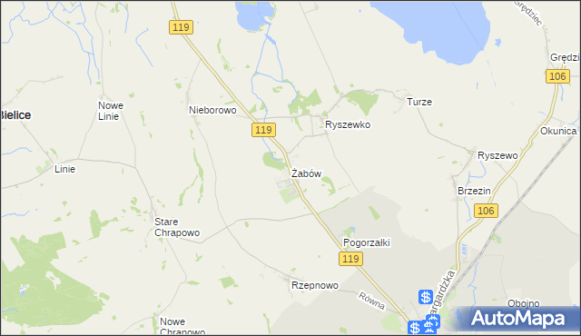 mapa Żabów, Żabów na mapie Targeo
