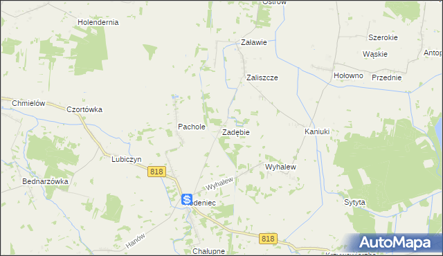 mapa Zadębie gmina Dębowa Kłoda, Zadębie gmina Dębowa Kłoda na mapie Targeo