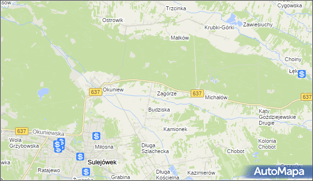 mapa Zagórze gmina Halinów, Zagórze gmina Halinów na mapie Targeo