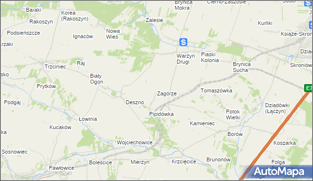 mapa Zagórze gmina Nagłowice, Zagórze gmina Nagłowice na mapie Targeo