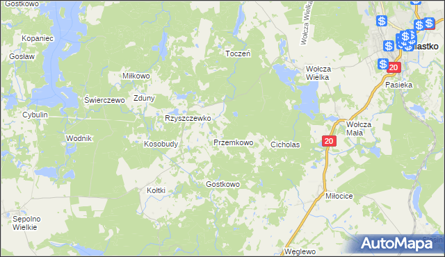 mapa Zajączkowo gmina Miastko, Zajączkowo gmina Miastko na mapie Targeo