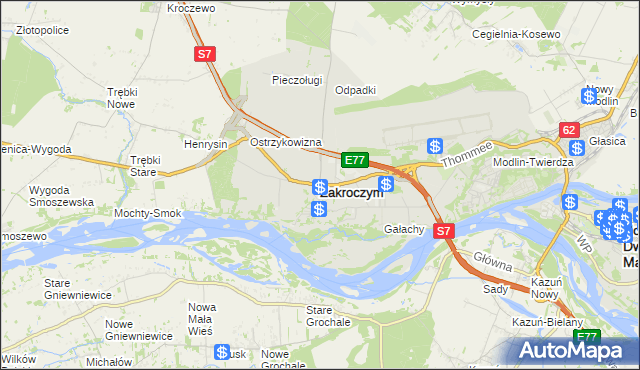 mapa Zakroczym, Zakroczym na mapie Targeo