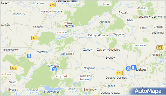 mapa Zakrzyn, Zakrzyn na mapie Targeo