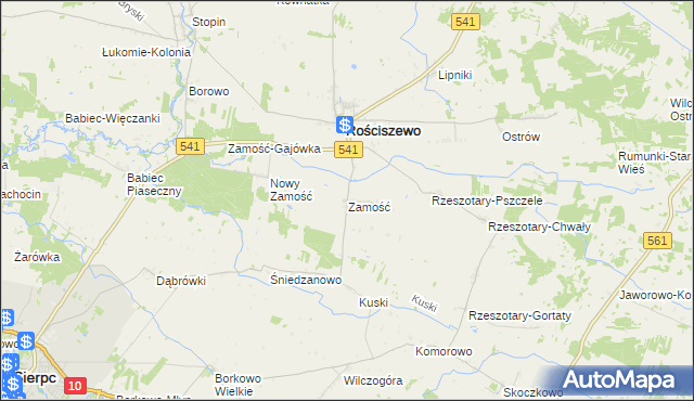 mapa Zamość gmina Rościszewo, Zamość gmina Rościszewo na mapie Targeo