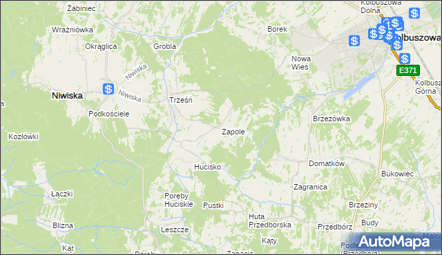 mapa Zapole gmina Niwiska, Zapole gmina Niwiska na mapie Targeo