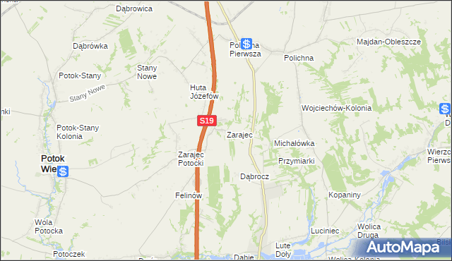 mapa Zarajec, Zarajec na mapie Targeo
