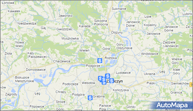 mapa Zawada Lanckorońska, Zawada Lanckorońska na mapie Targeo