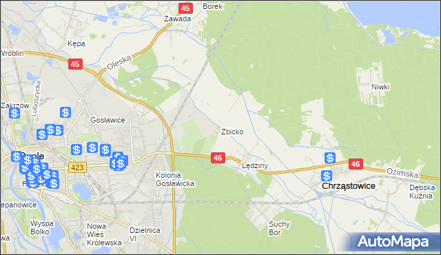 mapa Zbicko, Zbicko na mapie Targeo