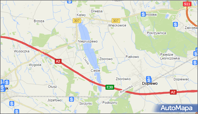mapa Zborowo, Zborowo na mapie Targeo