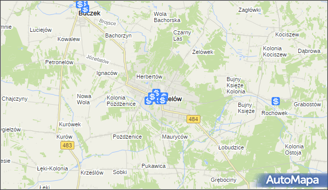 mapa Zelów, Zelów na mapie Targeo