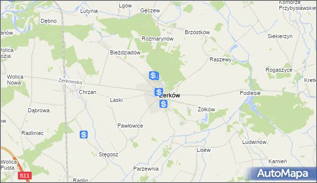 mapa Żerków powiat jarociński, Żerków powiat jarociński na mapie Targeo