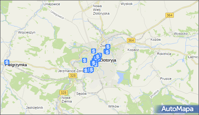 mapa Złotoryja, Złotoryja na mapie Targeo