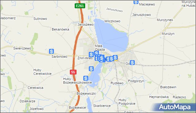 mapa Żnin, Żnin na mapie Targeo