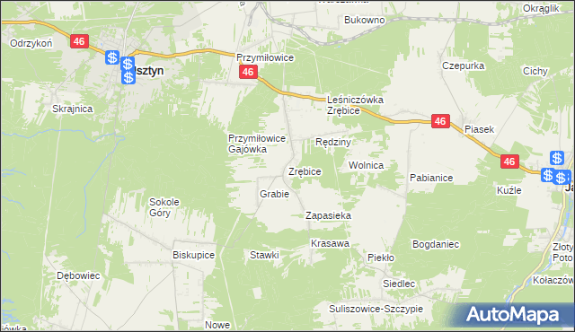 mapa Zrębice, Zrębice na mapie Targeo