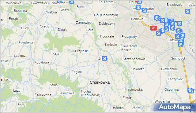 mapa Zręcin, Zręcin na mapie Targeo