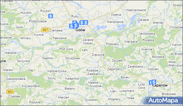 mapa Zręczyce, Zręczyce na mapie Targeo