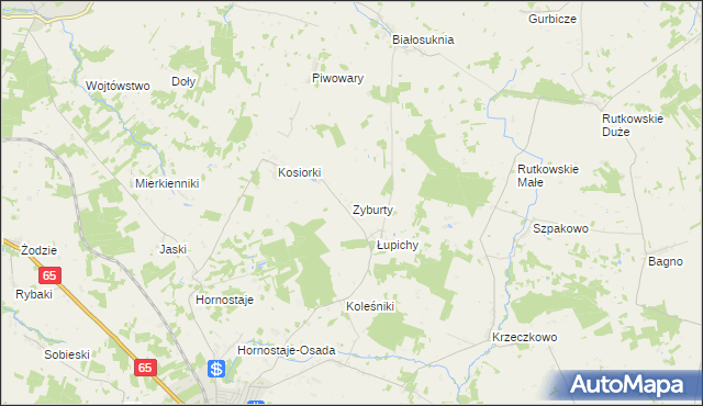 mapa Zyburty, Zyburty na mapie Targeo