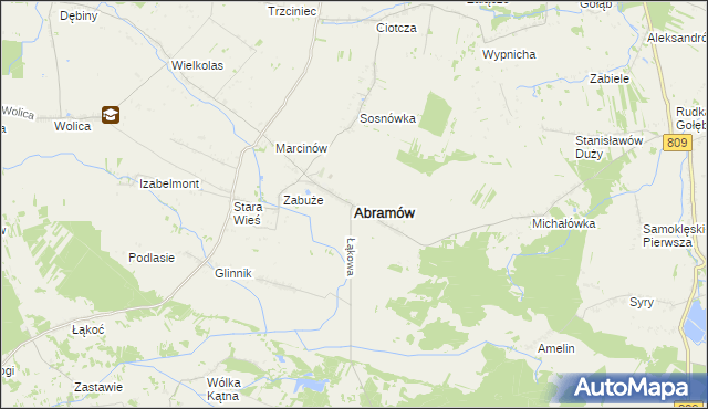 mapa Abramów powiat lubartowski, Abramów powiat lubartowski na mapie Targeo