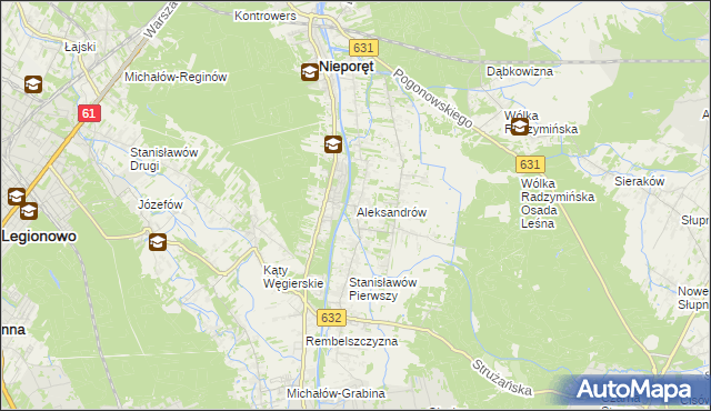 mapa Aleksandrów gmina Nieporęt, Aleksandrów gmina Nieporęt na mapie Targeo