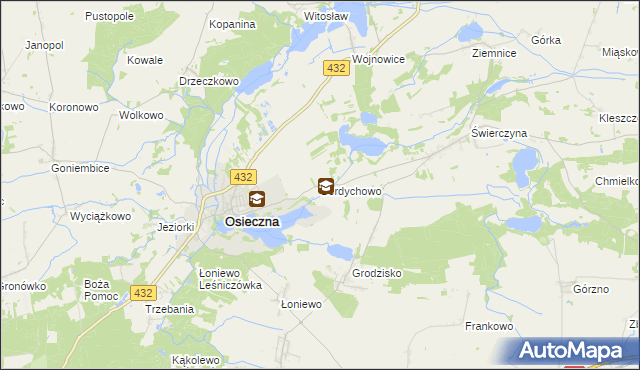 mapa Berdychowo gmina Osieczna, Berdychowo gmina Osieczna na mapie Targeo