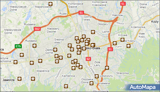 mapa Bielsko-Białej, Bielsko-Biała na mapie Targeo