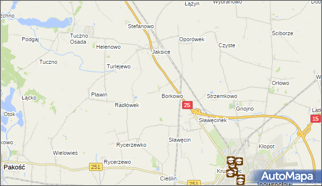 mapa Borkowo gmina Inowrocław, Borkowo gmina Inowrocław na mapie Targeo