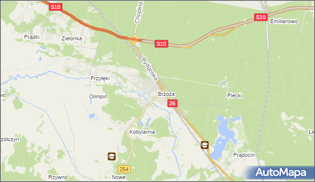 mapa Brzoza gmina Nowa Wieś Wielka, Brzoza gmina Nowa Wieś Wielka na mapie Targeo
