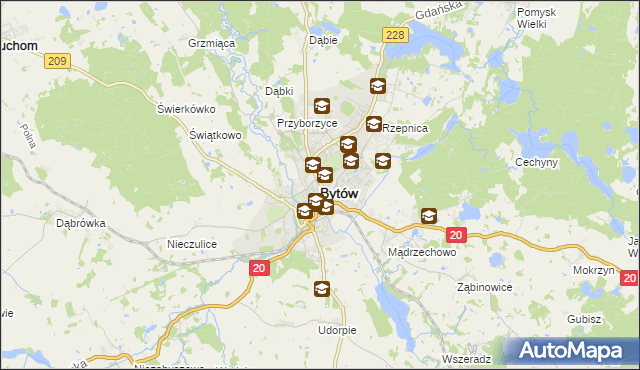 mapa Bytów, Bytów na mapie Targeo