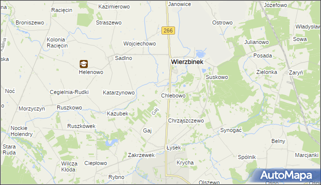 mapa Chlebowo gmina Wierzbinek, Chlebowo gmina Wierzbinek na mapie Targeo
