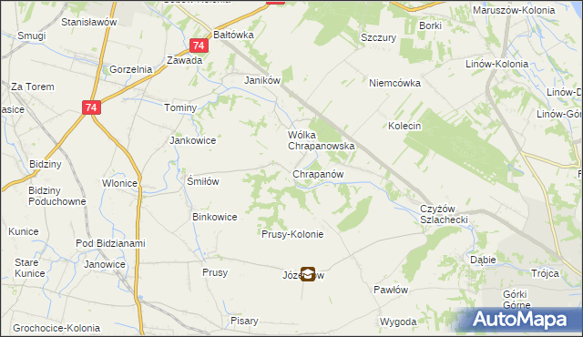 mapa Chrapanów, Chrapanów na mapie Targeo
