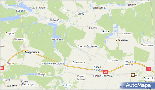 mapa Cierno-Żabieniec, Cierno-Żabieniec na mapie Targeo
