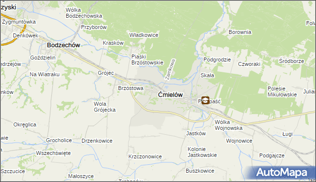 mapa Ćmielów, Ćmielów na mapie Targeo