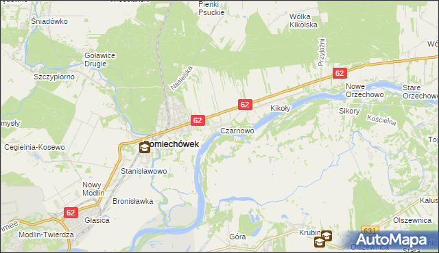 mapa Czarnowo gmina Pomiechówek, Czarnowo gmina Pomiechówek na mapie Targeo