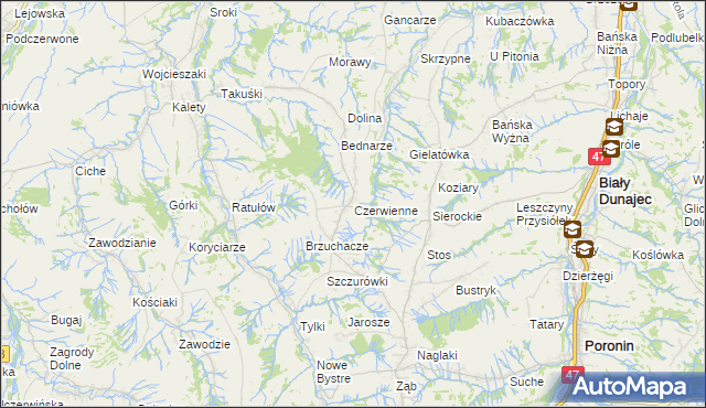 mapa Czerwienne, Czerwienne na mapie Targeo
