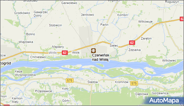 mapa Czerwińsk nad Wisłą, Czerwińsk nad Wisłą na mapie Targeo