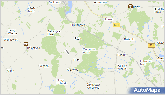 mapa Czerwona Woda gmina Susz, Czerwona Woda gmina Susz na mapie Targeo