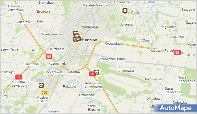 mapa Czerwonka-Parcel, Czerwonka-Parcel na mapie Targeo
