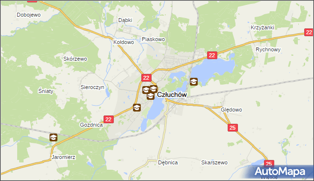 mapa Człuchów, Człuchów na mapie Targeo