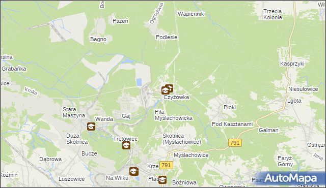 mapa Czyżówka gmina Trzebinia, Czyżówka gmina Trzebinia na mapie Targeo