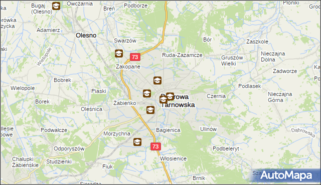 mapa Dąbrowa Tarnowska, Dąbrowa Tarnowska na mapie Targeo