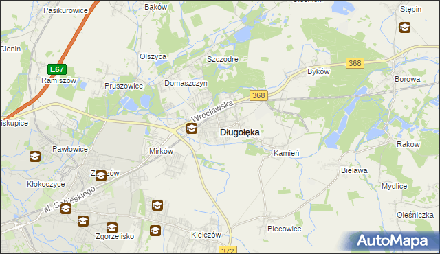 mapa Długołęka powiat wrocławski, Długołęka powiat wrocławski na mapie Targeo