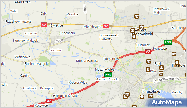 mapa Domaniewek gmina Brwinów, Domaniewek gmina Brwinów na mapie Targeo